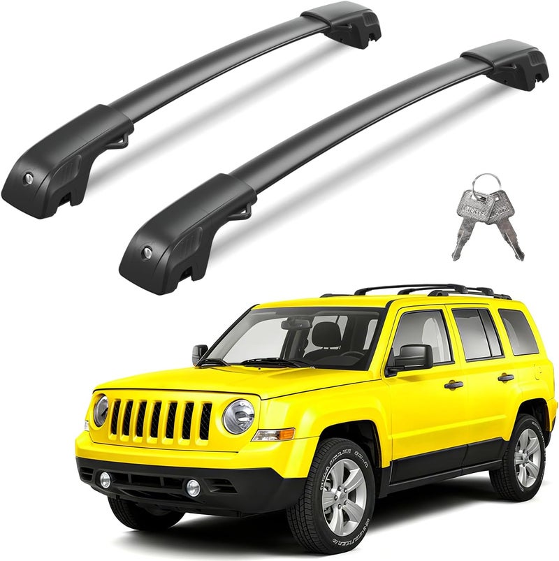 wonderdriver 300lbs Lockable Roof Rack Cross Bars Compatible with Jeep Patriot 2007-2017,Heavy Duty Aluminum Roof Rails Crossbars Cargo Canoe Black Rooftop Cargo. - Image 1